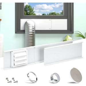 Daisypower Dryer Vent Window Kit, Adjustable Window Vent Kit with Outdoor Dryer Vent Cover,4 Inch Hood for Exhaust Ventilation