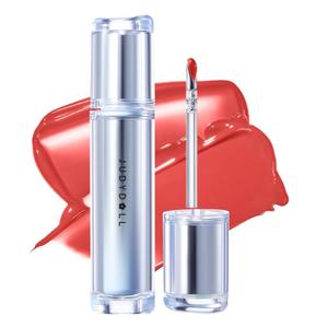 JUDYDOLL Ice Watery Lip Gloss,Moisturizing Liquid Lipstick with Hyaluronic Acid & Collagen,Long-lasting Mirror Lip Glazes with Iron Applicator(#02 Candy Strawberry,2.4 Grams)