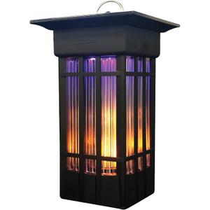 PIC Bug Zapper Lantern, Decorative Insect Trap with UV + Flame Effect, 1 Acre Coverage, Plug-in Outdoor Bug Zapper with Dusk 'Til Dawn Sensor, Weatherproof Design, for Outdoor Use