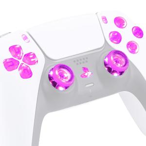 EXtremeRate Multi-Colors Luminated D-pad Thumbstick Share Option Home Face Buttons for PS5 Controller BDM-010 & BDM-020 Models, 7 Colors 9 Modes DTF V3 LED Kit for PS5 Controller - Without Controller (Transparent)