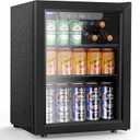 68 Cans Beverage Refrigerator Cooler, 1.7 cu.ft Mini Fridge Glass Door Drink Cooler for Beer, Soda,Wine, Digital Temperature Control for Home Office Bar (Black)