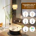 Lightdot Arc Floor Lamp for Living Room, Modern Standing Tall Lamps with Double Linen Shade, Tall Hanging Pole Lamp with Stable Base & Bulb Included for Bedroom/Sofa Beside/Corner Decor-Gold