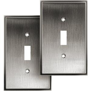 Henne Bery Soft Modern Decorative Wall Plate Switch Plate Outlet Cover (Single Toggle 2PK, Heirloom Silver)