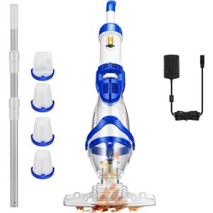 VIVOHOME 1140GPH Handheld Pool Vacuum Cordless Cleaner Powerful 40W Motor Suction Long-Run 75min Battery, 2.6L Visible Filter, Adjustable 8.2FT Pole for Above Ground & In-Ground Pools