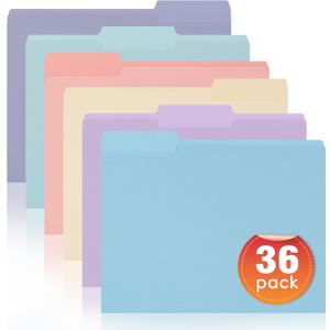 36 Packs File Folders Letter Size, 8.5 x 11 Colored File Folders 1/3 Cut Tab for Easy Labeling, for Home, Office, School Filing