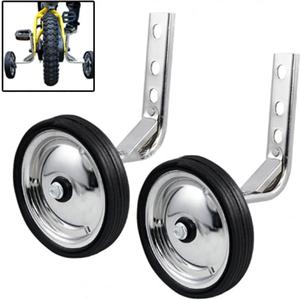 Training Wheels Little World Heavy Duty Rear Bicycle Stabilizers Mounted Kit Compatible for Bikes of 14 16 18 Inch, 1 Pair-Stronger Version (silver)