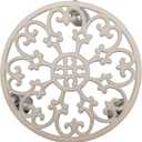 Comfy Hour 11.8" Heavy Duty Cast Iron Plant Stand with Wheels, Antique White Rolling Plant Caddy for Large Pots, Decorative Flower Pot Mover & Floor Protector for Indoor Outdoor Garden