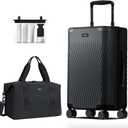 ECOHUB Hardside Expandable Carry On Luggage, 20" Rolling Luggage 22x14x9 Airline Approved with Spinner Wheels & TSA Lock, Lightweight Small Hardshell Travel Suitcase Valises, 20inch Carry-on Black, 20 inch + Duffel