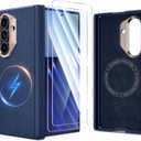 for Samsung Galaxy Z Fold 7 Case with Screen Protector, [One Piece Box-Style Case] [Compatible with Magsafe] [Hinge Protection] Slim Thin Full Body Shockproof Leather Phone Cover for Z Fold7 - Blue