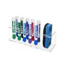Clear Wall Mounted Marker Holder, Dry Erase Marker Holder | Sturdy Acrylic Material, Mounts To Wall, Marker Tip Slot Keeps Markers In Place | Holds 10 Markers & 1 Eraser (2.9x9.5x3.5in)