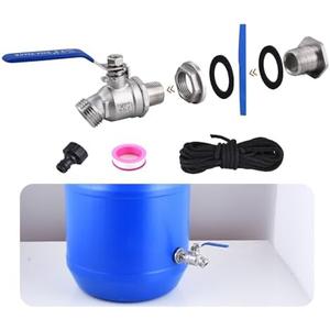 High Flow Rain Barrel Spigot Kit, Lead-Free,304 Stainless Steel Faucet Kit for Rain Water Barrel, Water Tanks, 55 Gallon Drum Etc., Spigot with Bulkhead Fitting, Tape.