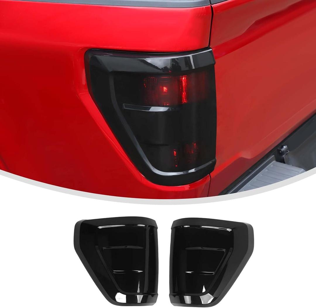 Linskip Tail Light Overlay Covers for Ford F150 2021-2023 XL & XLT, Tail Lamp Guard Trim Bezels Decoration for F150 Exterior Accessories(Smoke Dark)