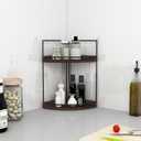 Dorhors 2-Tier Bathroom Counter Organizer,Vanity Counter Corner Shelf, Skincare, Wood Countertop Bathroom Storage and Organization for Kitchen (Walnut)