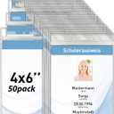 Vertical ID Badge Holders with Soft Edge (Sealable Fits 4x6 Inch Insert) (50 Pack), Waterproof Passport ID Card Holder, Name Tag Holder, Name Badge Holders, Zipper Plastic Badge Holder