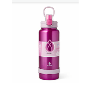 Push Bottle In Metallic Pink, A Stainless Steel, Insulated Water Bottle 40 Oz