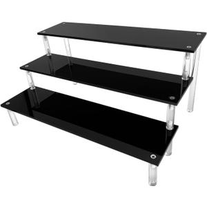 Acrylic Riser Black Acrylic Shelf Riser 3 Tier Perfume Organizer Cologne Display Stand Large Cupcake Stand Shelf for Funko POP Desserts Holder Collection Cosmetic Products Tabletop Use 12"X8"X6"
