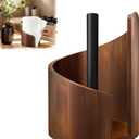 Mountain Paper Towel Holder Countertop with Mango Wood Round Base, Holds Mega Roll, Effortless Tearing, Modern Countertop Wood Paper Towel Holders for Living Room, Kitchen (Brown)