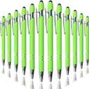 Ballpoint Pen with Stylus Tip, Soft Touch Click Metal Pen, 1.0mm Medium Point, Black Ink, 12 Count(Light Green)
