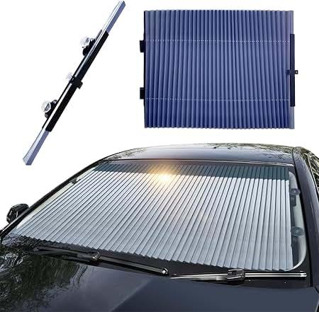 KUST Upgraded 2 Pack Retractable Automotive Sunshade Car Window Sunshades (Not fit for Truck), Adjustable Auto Thickened Sunshade, Car Accessories for All Season, Black and Silver, Blocks UV Rays