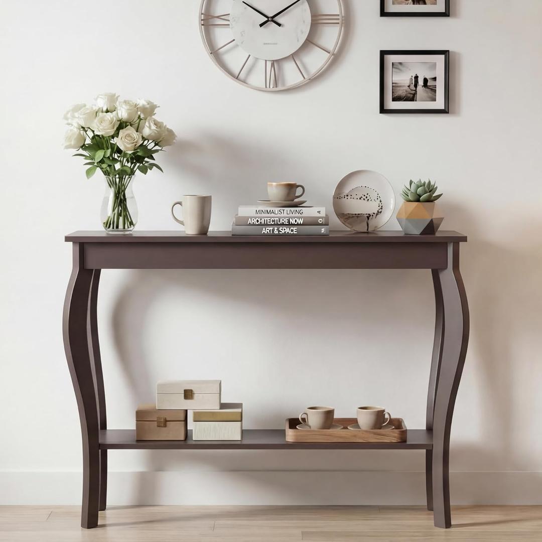 ChooChoo Narrow Console Table, Chic Accent Sofa Table, Entryway Table, Espresso, 11.8"D x 39.3"W x 31.4"H