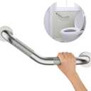 16 Inch Angled Shower Grab Bar, Munzong Anti Slip Satin Brushed Nickel Bathroom Grab Bar, Knurled Bathroom Balance Bar,Safety Hand Rail Support Handicap Elderly Injury Senior Assist Bath Handle