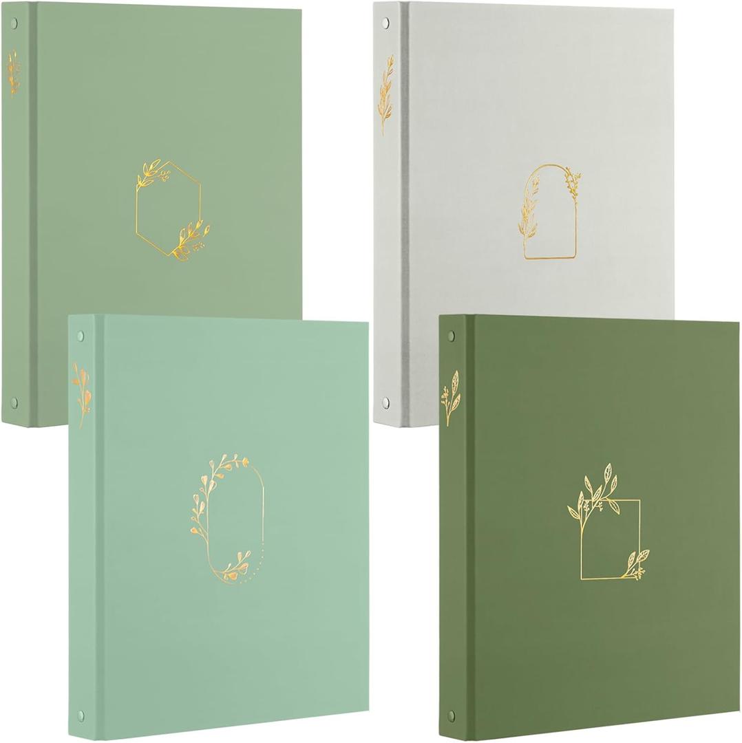 4 Pcs Aesthetic 3 Ring Binder Sturdy 1 Inch Cute Binder Fits 11" x 8.5" Letter Sized Paper for Women Men School Office Home Supplies Work Organize Paperwork, 4 Colors(Green)
