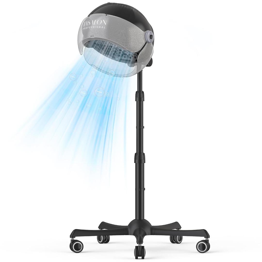 TASALON Ionic Hooded Hair Dryer - 1875W Bonnet Dryer with 3 Temperature Settings - Portable Standing Dryer for Home and Salon