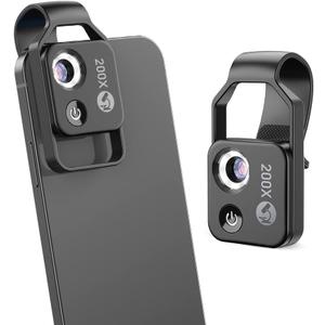 APEXEL 200X Phone Microscope Lens, Nano Zoom Phone Micro Lens for iPhone Android with LED Light CPL Universal Clip, Nanozoom Mini Pocket Digital Microscope, Portable Smartphone Macro Lens Camera