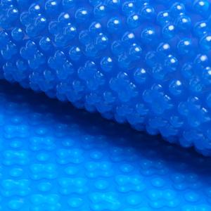 Patent Design 16mil400m 14x28FT Rectangle Blue Quadruple Bubble Solar Pool Cover Hot Tub Blanket In-Ground Above-Ground Pools Both Sides PVC Bundle Edge and Al Buckle Heating with Sun Power