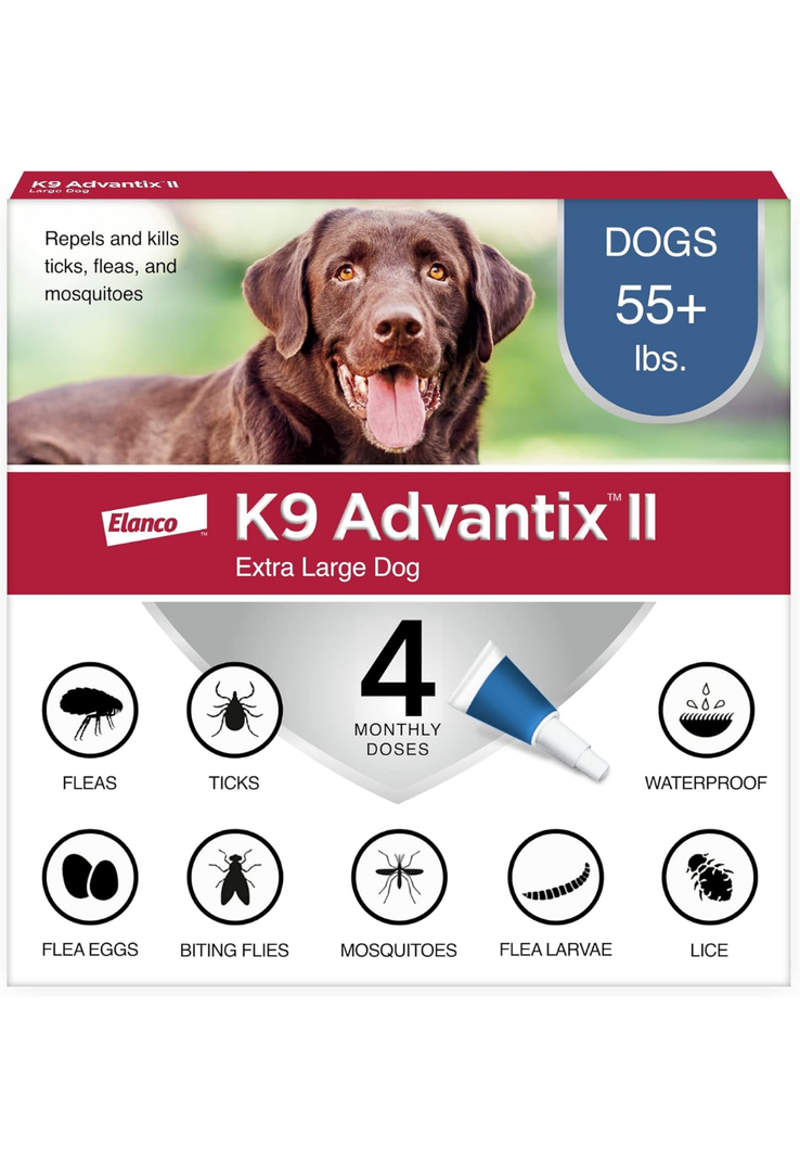 4 Pack K9 Advantix II XL Dog Vet-Recommended Flea, Tick & Mosquito Treatment & Prevention | Dogs Over 55 lbs. | 4-Mo Supply