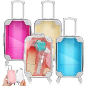 Lurrose Mini Suitcase Party Favor Box: 4pcs Mini Suitcase Gift Box - Mini Luggage for False Eyelash Candy Makeup Jewelry