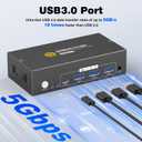 HDMI+Displayport KVM Switch 2 Monitors 2 Computers 8K@60HZ Dual Monitors KVM Switcher for 2 PC/Laptops Share Mouse Keyboard and 2 Screens,with USB3.0 Ports/Wired Controller EDID Adapative