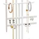 pickpiff Jewelry Stand Organizer, 14.5" Tall Sturdy Metal, 3-TierJewelry Holder for Necklace, Earring, Bracelet, Ring, Hanger for Display and Storage, Aesthetic Room Decor, White