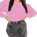 Urban CoCo Women's Solid Long Sleeve Crew Neck Knitted Pullover Sweater Tops (Pink, XL)