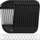 12PCS Carabiner Keychain Clip - 3" Aluminum Caribeener Key Clip,D Ring Shape Nonlocking Carabeaner Hook Buckle,Multi-Function Spring Snap Key Clips Tool for Home,Camping,Hiking,Traveling,Backpack (Black)