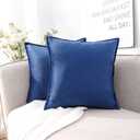 CARRIE HOME Navy Blue Velvet Throw Pillow Covers 18x18 Set of 2 Super Soft Dark Blue Pillows Decorative Throw Pillows for Couch Sofa and Living Room