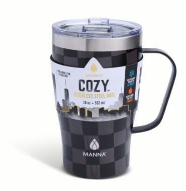 Manna™ Cozy™ Stainless Steel Mug - Black Checkers 28 Oz