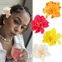 4Pcs Hawaiian Flower Hair Clips for Women, 3.5 Inches Artificial Tropical Hair Clip Hibiscus Claw Clip Beach Vacation Party Boho Hair Accessories for Women Girls (Style_02)