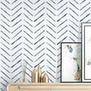 Rugreat Herringbone Peel and Stick Wallpaper Modern Stripe Contact Paper for Cabinets Neutral Self Adhesive Removable Wallpaper for Bedroom Bathroom Waterproof Blue and White 393 inL 17.3inW