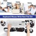 Keyboard Wrist Rest and Mouse Wrist Rest Support Padded Memory Foam Set, Durable Non-Slip Base for Computer Laptop Office Accessories,Ergonomic Mouse Pad Cute Cowhide Brown Black Cow