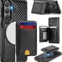 for Samsung Galaxy S26 Case Wallet Compatible with Magsafe, RFID Blocking Magnetic Card Holder 2 in 1 Detachable Kickstand Shockproof Phone Case for Galaxy S26 6.3" Carbon Black