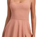 Womens Tennis Dress Built in Shorts & Bra Athletic Golf Active Workout Dress with Pockets (S)