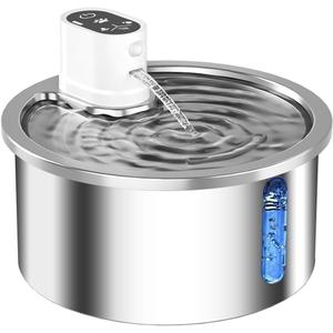 Stainless Steel Wireless Cat Water Fountain 3.2L/108oz Automatic Cat Water Dispenser 4000mAh Battery Operated Large Capacity Pet Water Fountains for Cats Dogs (Black Classic)