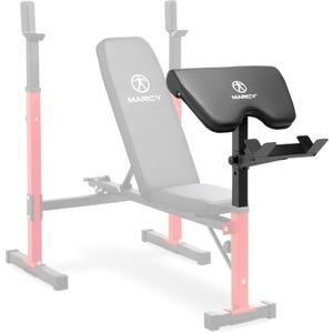 Marcy Deluxe Olympic Weight Bench with Adjustable Back & Bar Catch & Optional Arm Curl, Leg Developer, Lat Tower Attachments (Sold Separately), Personal Home Gym for Strength Training, Weightlifting (Arm Curl Only ACC-8215AC)