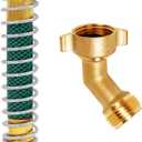 Brass 3/4" GHT Thread 5.5 Inches Length Garden Hose Extension Protector and 45 Elbow Swivel Garden Hose Connector Adapter Kit