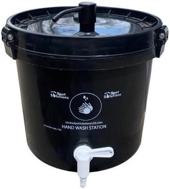 Portable Hand Washing Station -Compact Design with Soap Dispenser - Portable Hand Wash Station for Outdoor, Events, Sports, Travel, Beach and Construction Use (Black 2.5 Gallon)
