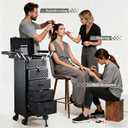 Stagiant Rolling Makeup Case with Drawers Cosmetology Case on Wheels 5 IN 1 Makeup Case 4 Drawers with Foot Stand Spring-release Mechanism Rolling Make Up Organizer for Artist Salon Nail Teach Trunk