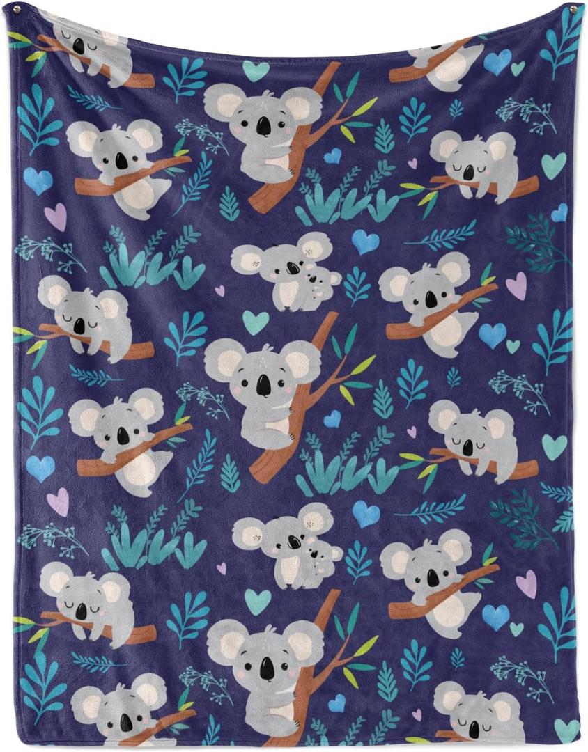 Koala Blanket Soft Flannel Lightweight Throw Blanket Koala Bear Present for Kids Girls Boys All Season Animals Blankets for Sofa Couch Bed Decorative
