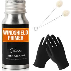 1 fl.oz Windshield Primer, Urethane Primer for Automotive, Promotes Adhesion of Polyurethane Sealants, UV Resistant, Fast Drying, with 1 Pair Gloves, 2 Applicator Sticks, Black