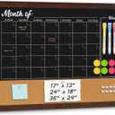4 THOUGHT Chalkboard Calendar Corkboard Combo 36" x 24", Rustic Brown